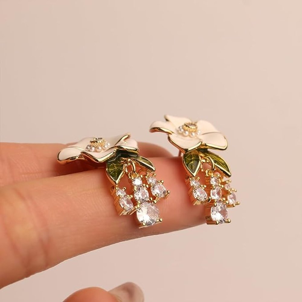 New! Anthro Fab Floral Tap Earrings - Picture 6 of 7